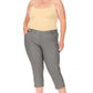 Plus Size Stretchy Pull Up Capri Jeggings Gray Pants