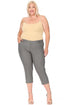 Plus Size Stretchy Pull Up Capri Jeggings Gray Pants