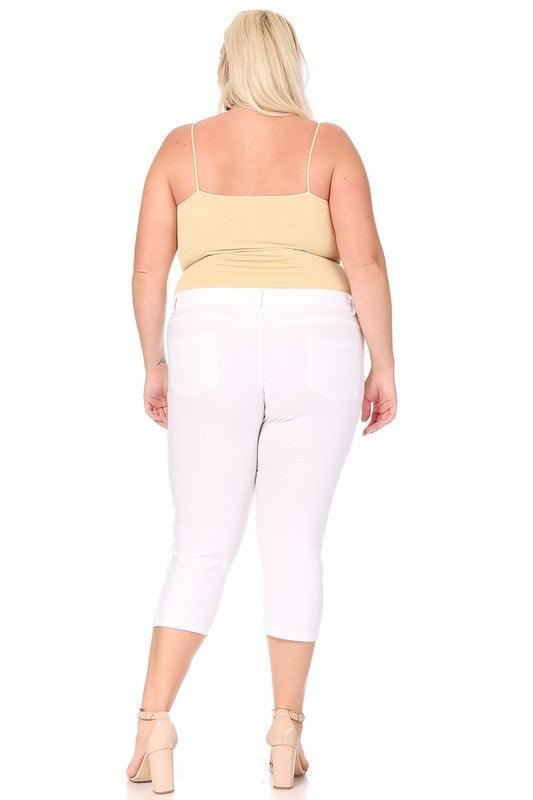 Plus Size Stretchy Pull Up Capri Jeggings Pants