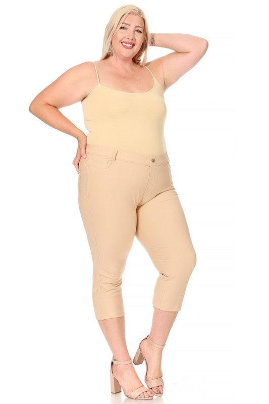 Plus Size Stretchy Pull Up Capri Jeggings Pants