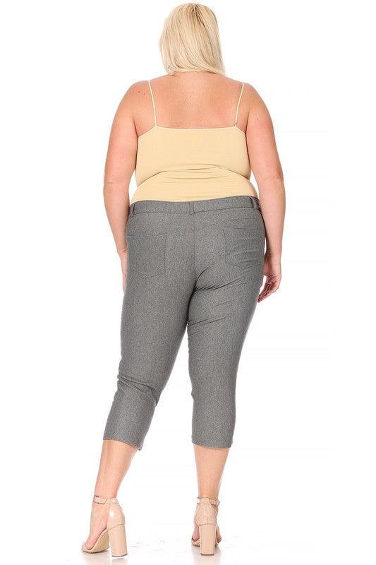 Plus Size Stretchy Pull Up Capri Jeggings Pants