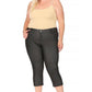 Plus Size Stretchy Pull Up Capri Jeggings Black Pants
