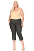 Plus Size Stretchy Pull Up Capri Jeggings Black Pants