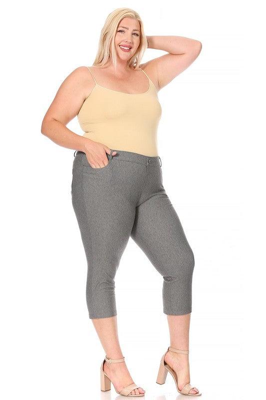 Plus Size Stretchy Pull Up Capri Jeggings Pants