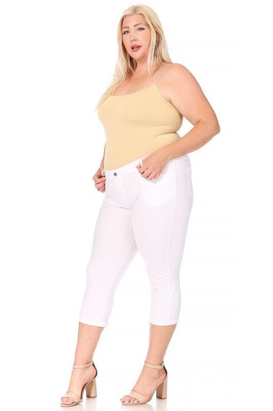 Plus Size Stretchy Pull Up Capri Jeggings Pants
