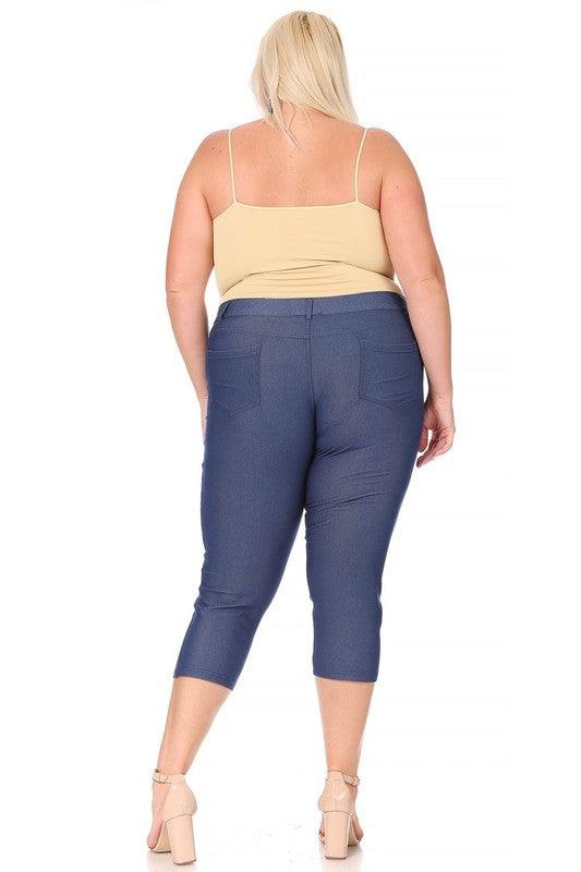Plus Size Stretchy Pull Up Capri Jeggings Pants