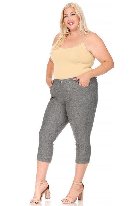 Plus Size Stretchy Pull Up Capri Jeggings Pants
