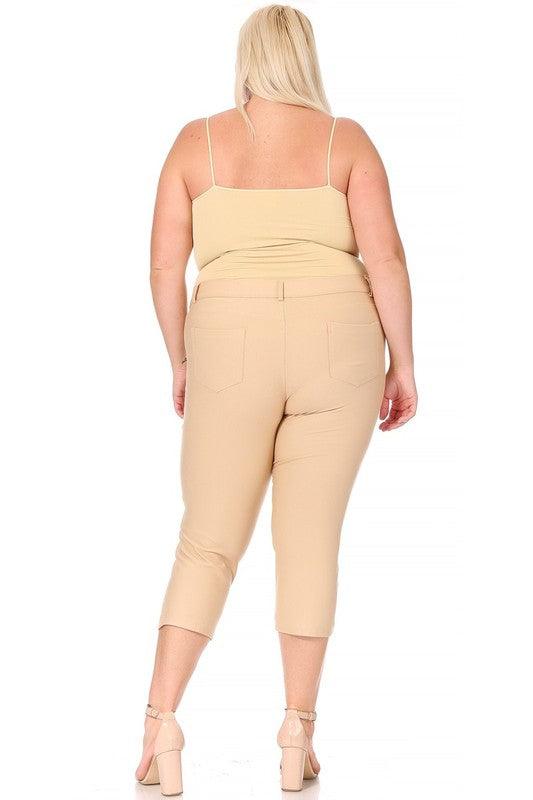 Plus Size Stretchy Pull Up Capri Jeggings Pants