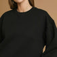 Umgee Round Neck Sweatshirt with Pleated Detail - DAVERRI FASHIONS