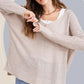 La Miel Relaxed Fit Side Slit Sweater TAUPE L Sweaters