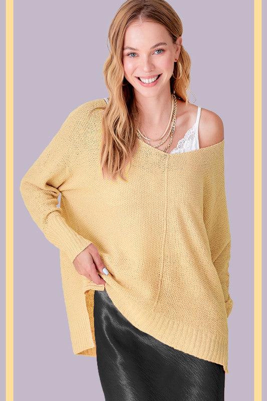 La Miel Relaxed Fit Side Slit Sweater Sweaters
