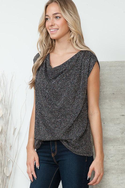 Cowl Neck Lurex Top Shirts & Tops