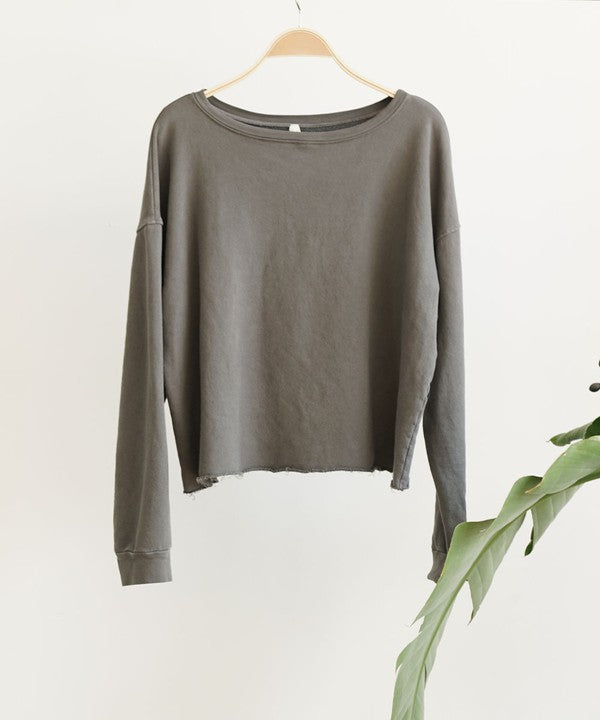 French Terry Long Sleeve Cotton Top Sweatshirts