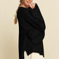 Davi & Dani High-Low Round Neck Drop Shoulder Sweater Sweaters