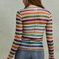 SO ME Mardi Gras Color Stripe Stretch Mesh Top in vibrant stripes
