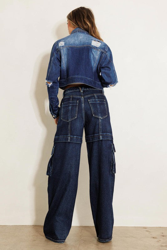 Vibrant MIU Wide Leg Cargo Jeans Jeans