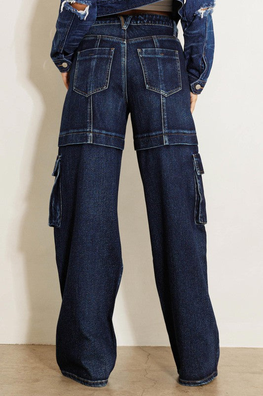 Vibrant MIU Wide Leg Cargo Jeans Jeans