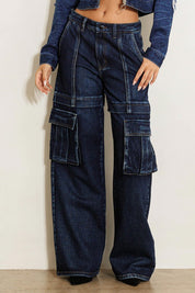 Vibrant MIU Wide Leg Cargo Jeans Cargo Jeans