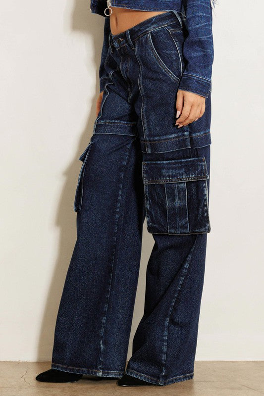 Vibrant MIU Wide Leg Cargo Jeans Jeans