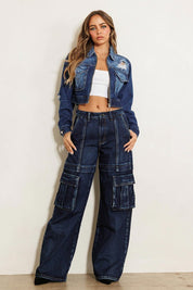 Vibrant MIU Wide Leg Cargo Jeans Cargo Jeans