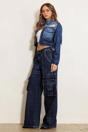 Vibrant MIU Wide Leg Cargo Jeans Cargo Jeans