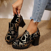 Round Toe Block Heels Pumps | Shoes Daverri Fashions