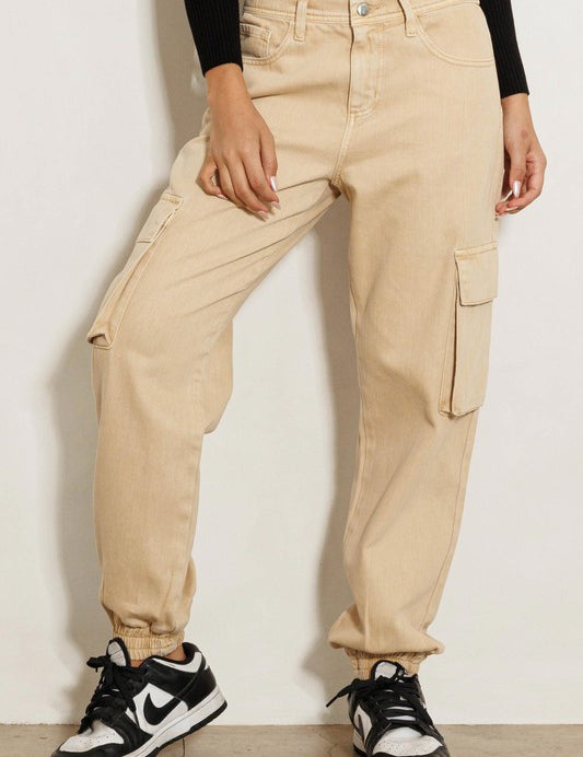 Vibrant MIU High Rise Cargo Jeans Jeans