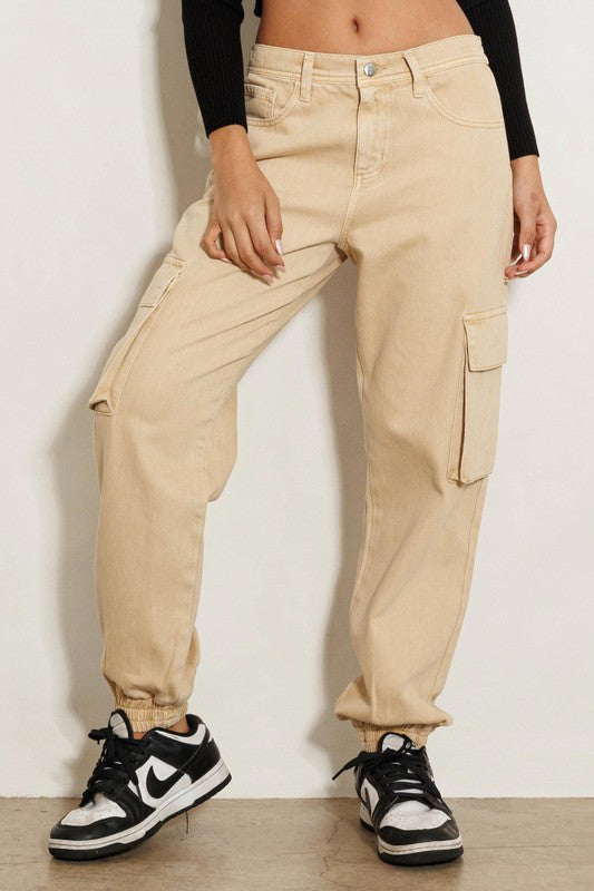 Vibrant MIU High Rise Cargo Jeans Jeans