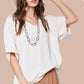 La Miel Short Sleeved V-Neck Oversized Top Shirts & Tops
