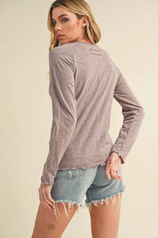 Aemi + Co Lettuce Hemline Round Neck Raglan Sleeve T-Shirt | Daverri Fashions