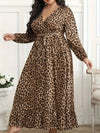 Plus Size Leopard Print Surplice Maxi Dress - DAVERRI FASHIONS