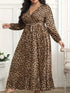 Plus Size Leopard Print Surplice Maxi Dress - DAVERRI FASHIONS