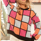 BiBi Multi Color Checker Pattern Sweater - DAVERRI FASHIONS