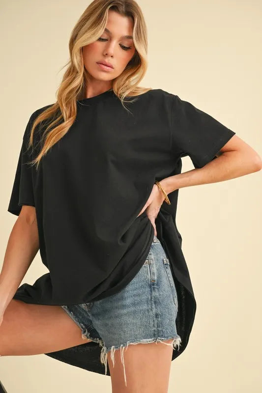 Aemi+Co Round Neck Short Sleeve Oversized T-Shirt