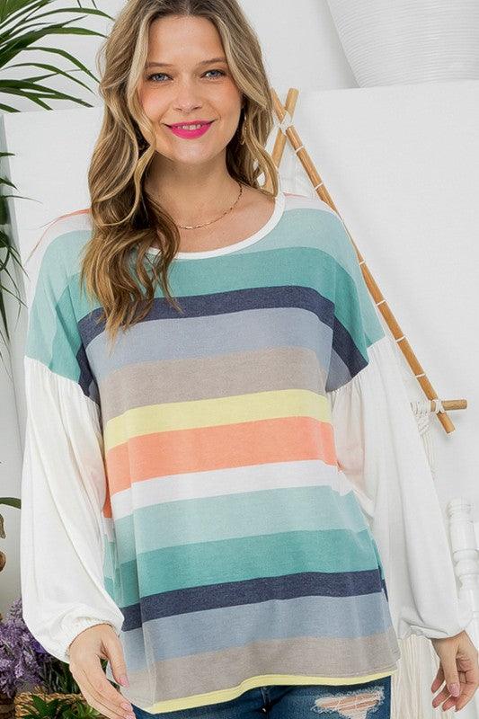 Multi Striped Boxy Top Shirts & Tops