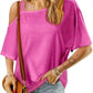 Asymmetrical Neck Half Sleeve T-Shirt - DAVERRI FASHIONS