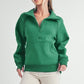 Aemi + Co Half Zip Raglan Sleeve Sweatshirt with Kangaroo Pocket - DAVERRI FASHIONS