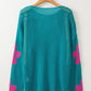 Dulce Big Flower Hollowed Knit Drop Shoulder Sweater Sweaters
