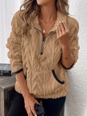 Cozy Sherpa Half Zip Sweatshirt | Sweatshirts Daverri Fashions