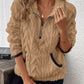 Cozy Sherpa Half Zip Sweatshirt - DAVERRI FASHIONS