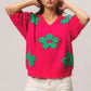 BiBi Pearl Beads Flowers Sweater Top - DAVERRI FASHIONS
