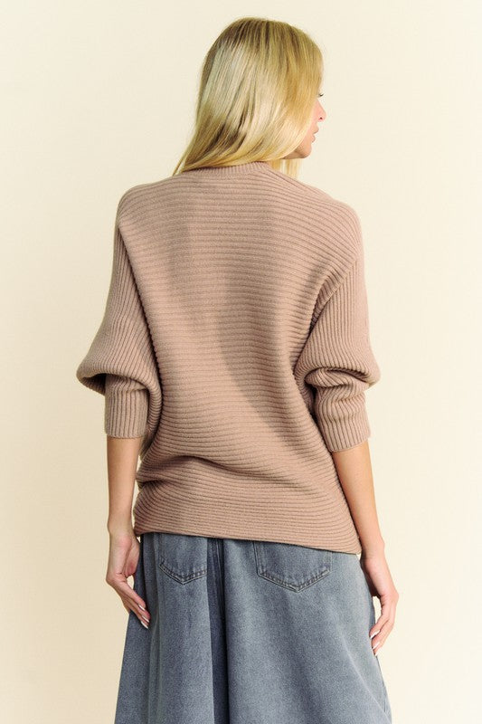 Davi & Dani Round Neck Batwing Sleeve Sweater Tops