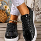 Sequin Lace Up Sneakers - DAVERRI FASHIONS