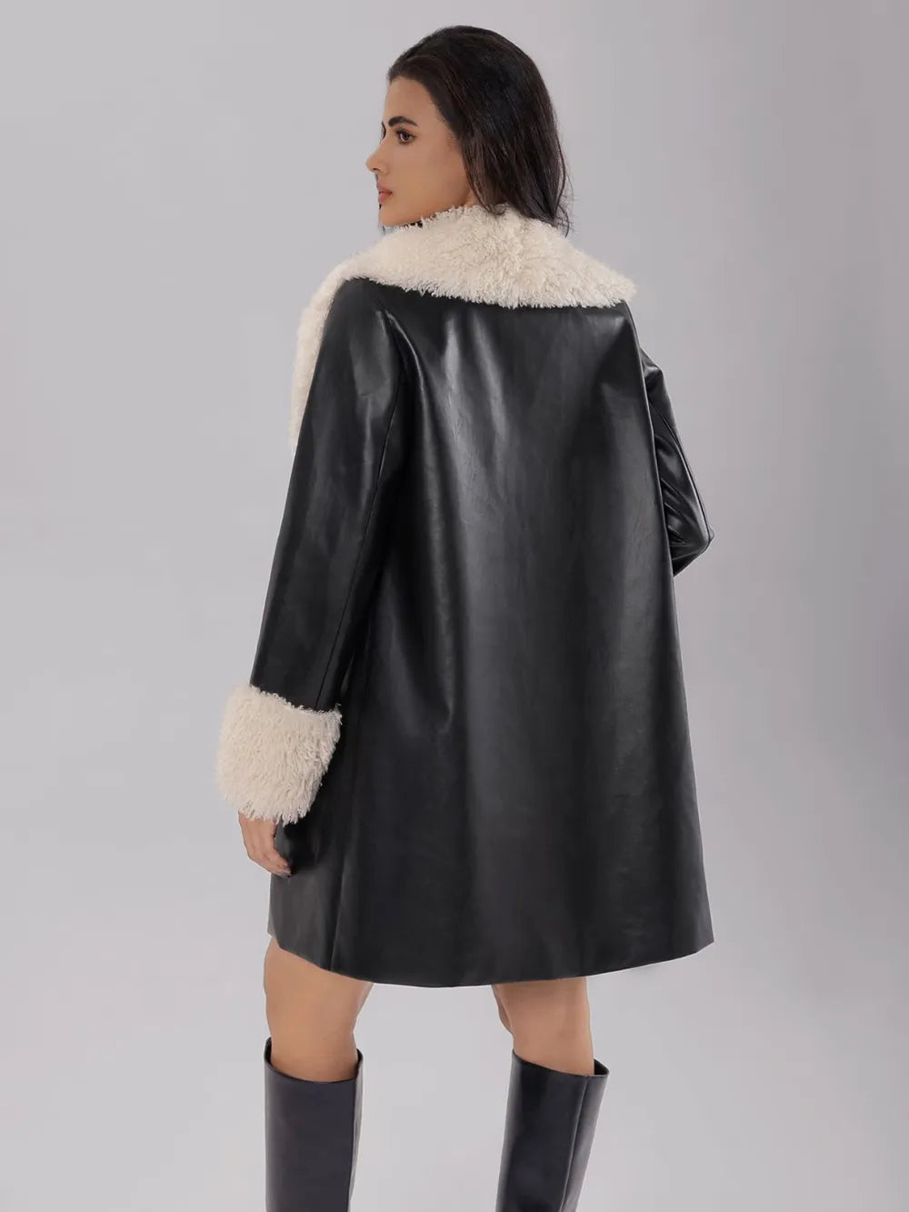 Fuzzy Long Sleeve Longline Coat | Jackets Daverri Fashions