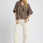 Umgee Leopard Bubble Sleeve Scalloped Hem Blouse - DAVERRI FASHIONS