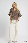 Umgee Leopard Bubble Sleeve Scalloped Hem Blouse - DAVERRI FASHIONS