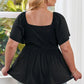 Plus Size Drawstring Sweetheart Neck Babydoll Blouse - DAVERRI FASHIONS
