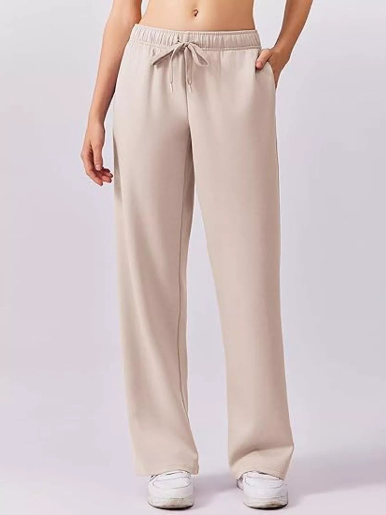 Daverri relaxed fit lounge pants in beige soft fabric with elastic waistband
