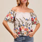 SO ME Floral Embroidered Two Way Off The Shoulder Blouse OFF WHITE Blouses