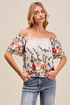SO ME Floral Embroidered Two Way Off The Shoulder Blouse - DAVERRI FASHIONS